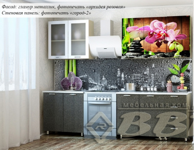 Кухня с фотопечатью "Орхидея розовая"